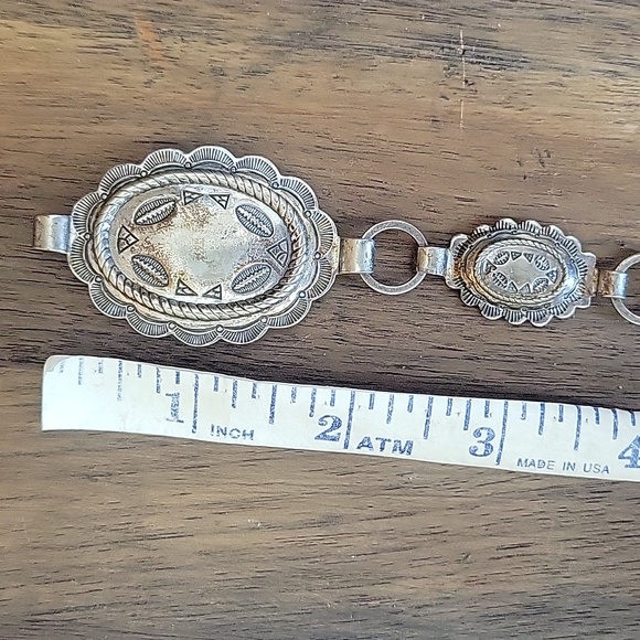 Vintage Sanford Sancrest R Native American Navajo Silver Concho Link Belt - Picture 8 of 10